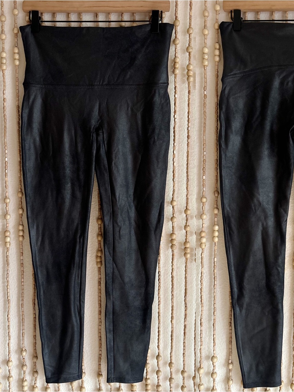 Spanx Soft High-Waist Faux Suede Shiny Leggings Black XL Work Business Going Out